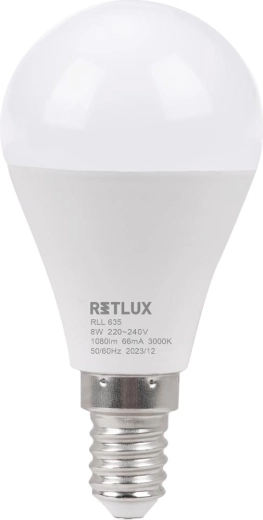 Retlux LED-minigloob E14 8 W soe valge