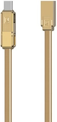 Kuldne 3-ühes laadimis- ja andmesidekaabel REMAX (USB‑C, Micro‑USB, Lightning) 1 m