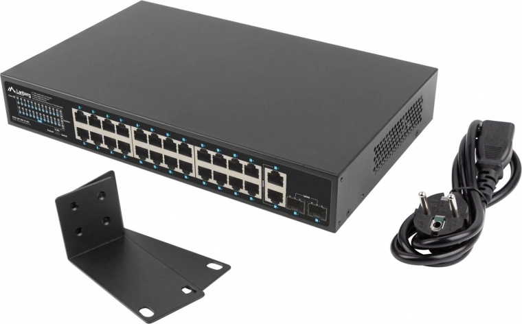 Switch LANBERG 24-port Gigabit PoE+ with 2xGB and 2xSFP for 19'' rack