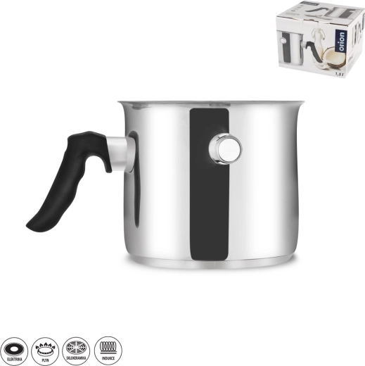 Stainless steel milk pot with water jacket 1.5 l Orion