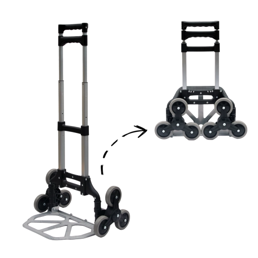 Folding aluminium stair-climbing hand truck with six wheels, load capacity 35/70 kg