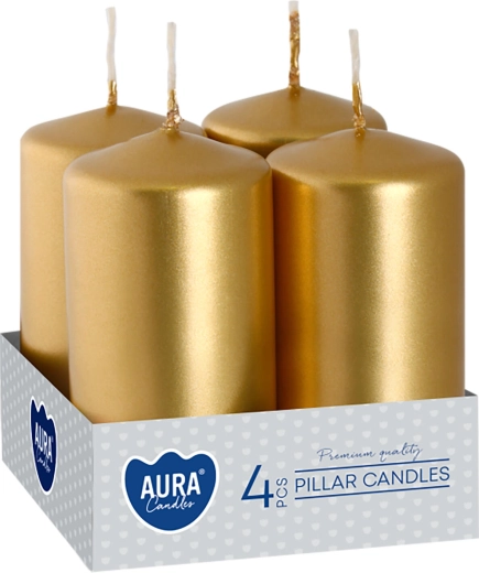 Metallic kuldsed läikivad advendiküünlad 80 × 40 mm – 4 tk