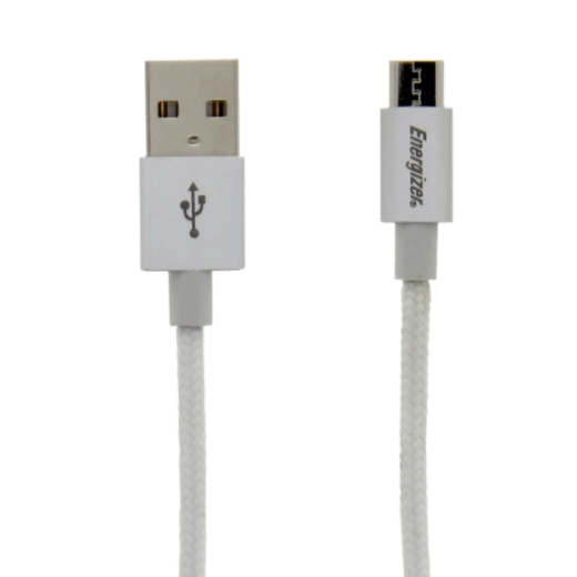 Energizer laadimis- ja sünkroonimiskaabel microUSB 1,2 m valge