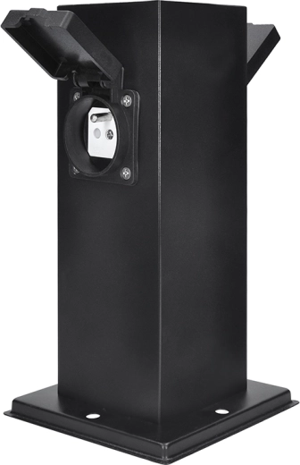 Solight aiakujuline elektripost IP44 roostevabast terasest, 2 pistikupesa, must