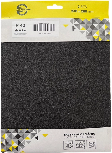 Metalli ja puidu lihvlapp, terasus 280, 230 × 280 mm (3 tk)