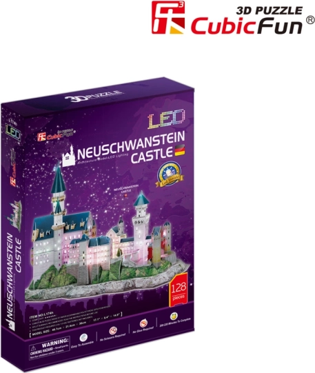 Valgustusega 3D-pusle Neuschwansteini loss, 128 detaili