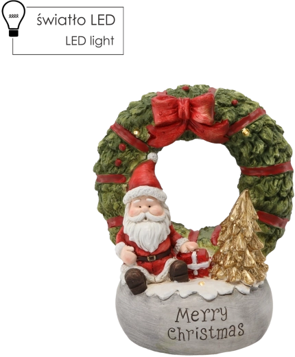 Jõulupärg jõuluvanaga ja kirjaga Merry Christmas LED-valgustusega