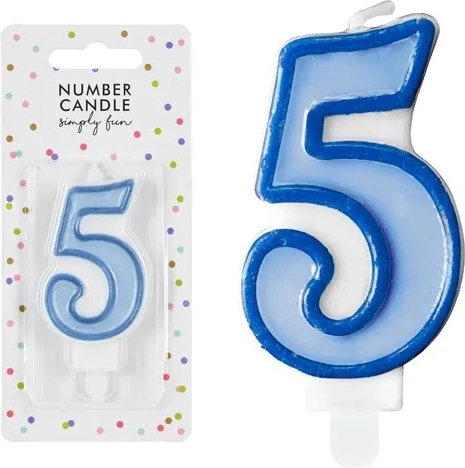 Sünnipäevaküünal number 5 sinine - 1 tk