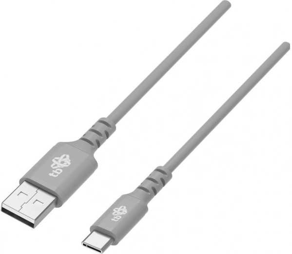 USB–USB‑C silicone cable 2 m, gray, fast charging