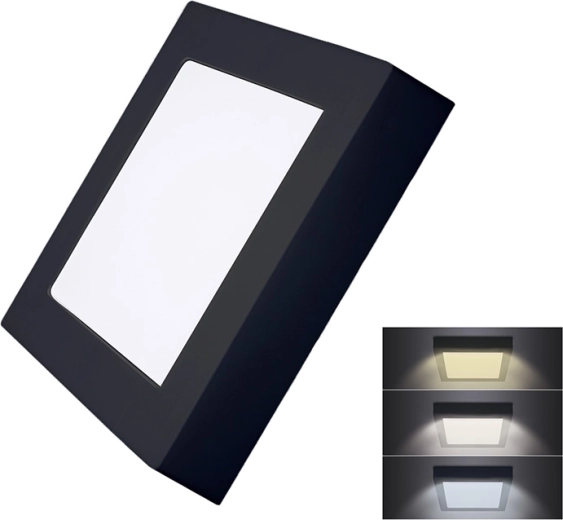 Solight LED mini-paneel CCT pinnapealne ruudukujuline 12 W must