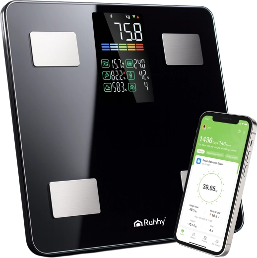 Ruhhy analüütiline kehakaal LCD ja BMI-ga, must