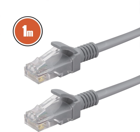 Network UTP patch cable CAT5e 1 m grey