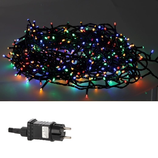 Christmas LED Light Chain with 500 Multicolor LEDs and Cool Flashing, 25 m