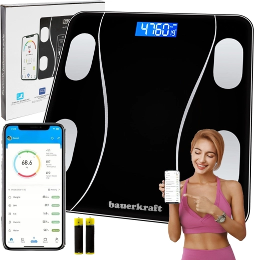 Nutikas analüütiline vannitoakaal Bluetoothi ja rakendusega kuni 180 kg