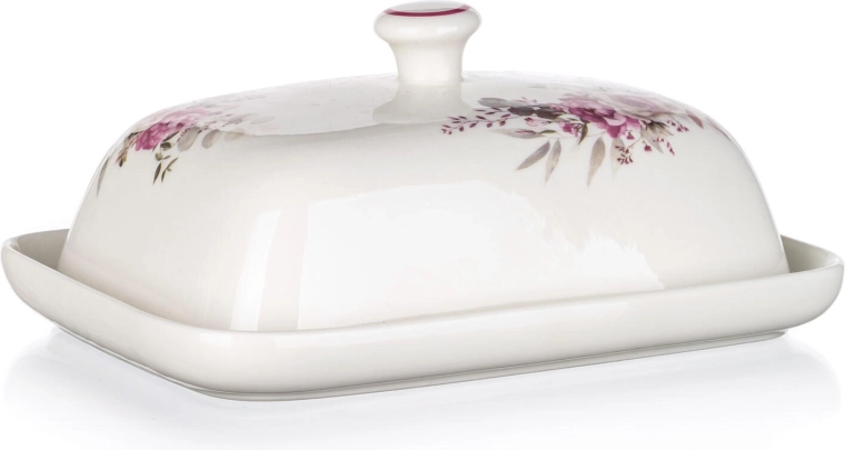Keraamiline võitoos roosa lillemustriga ROSE 18 × 13,4 × 8 cm