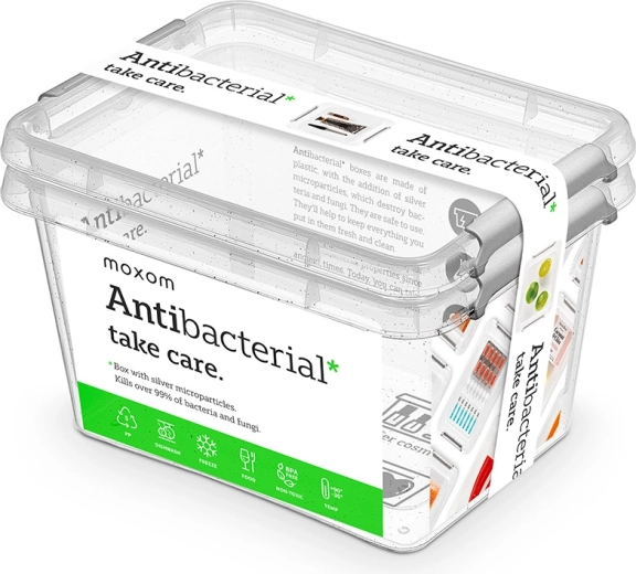 Moxom antibakteriaalne komplekt 2 tk läbipaistvaid toidukarpe 2 l