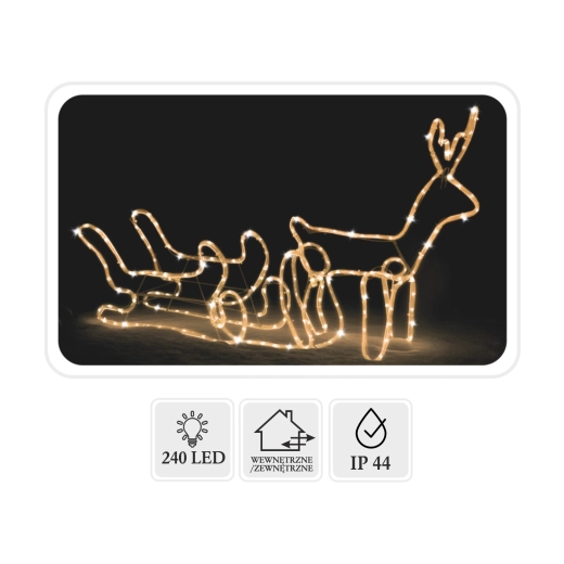 Jõuludekoratsioon LED-põder kelguga 120 × 27 × 66 cm, soe valge + külm flash, sise- ja välitingimustesse