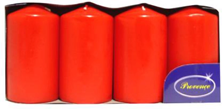 Punaste silindriliste küünalde komplekt 9 cm PROVENCE – 4 tk