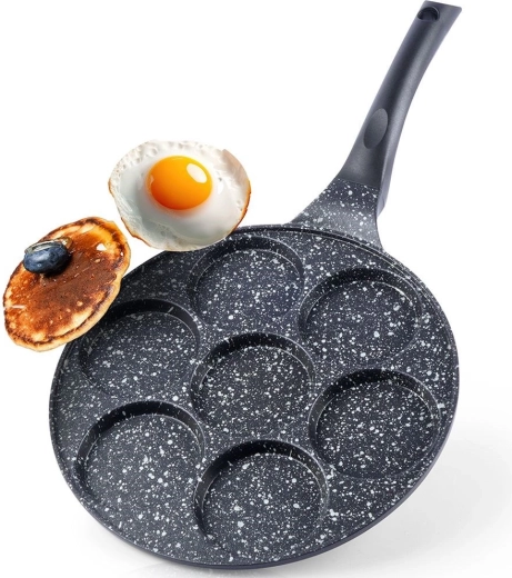 Graniitkattega pann munade ja pannkookide jaoks 27 cm, 7 avaga GRANDE