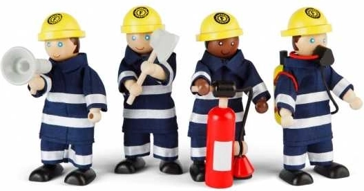 Tidlo Wooden Firefighter Figures (Set of 4)