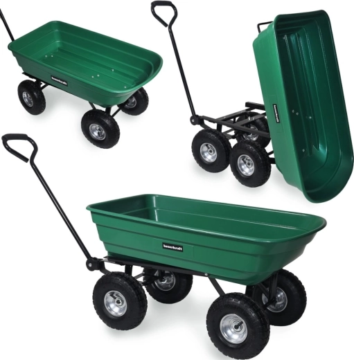 Aia transpordikäru kallutatava kastiga, 100 l / 300 kg, roheline