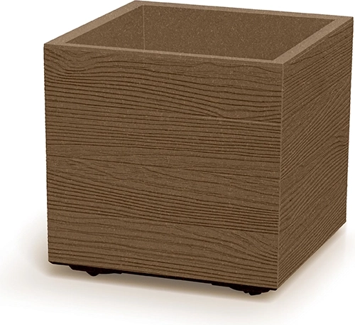 Lillepott Madera Square Eco Wood 38,5 cm – ruudukujuline plastist lillepott puiduimitatsiooniga