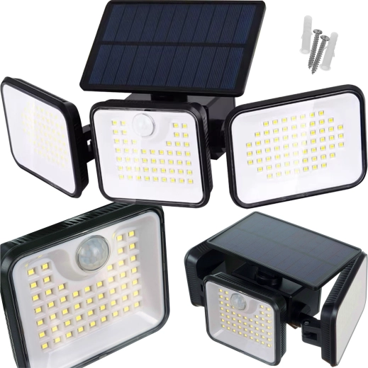 Izoxise päikeseenergial töötav aiavalgusti LED-lamp 180 LED-liistuga, liikumis- ja hämarussensoriga, IP65