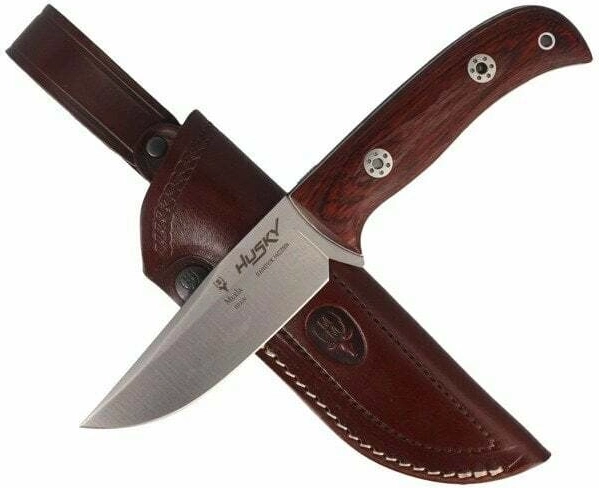 Muela Husky välinöuga 11 cm, teras RWL34, Pakka puit, nahktupp
