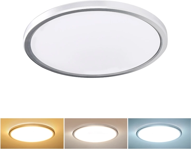 Solight Acate LED-laevalgusti IP54 24 W 2160 lm 3CCT 30 cm hõbedane