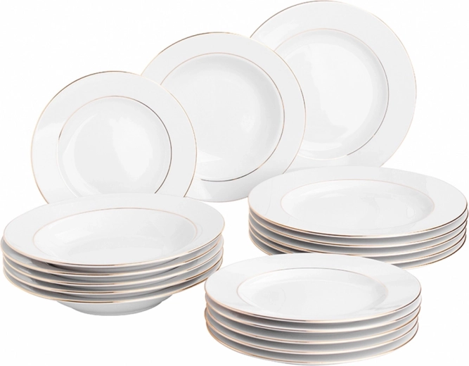 MariaPaula Klasyka Gold Line Dinnerware Set for 6 People - 18 Pieces