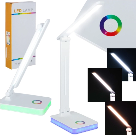 Kokkupandav LED-laualamp puutejuhtimise ja RGB-taustvalgustusega, USB