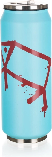 Can-shaped thermal mug 430 ml BE COOL PIG, stainless steel, blue