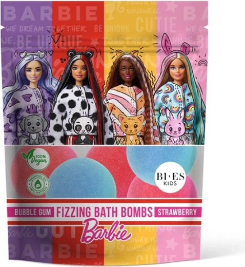 BARBIE kihisevad vannipommid närimiskummi ja maasika lõhnaga 6×55 g