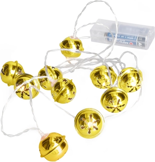 Solight LED jõulutulede kett kellukestega 10 LED, kuldne, 1,5 m, patareidel