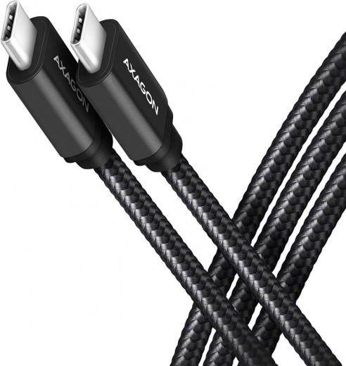 AXAGON USB‑C – USB‑C kaabel 3.2 gen 1, 2 m, PD 60 W, 3 A, alumiiniumist, punutud, must