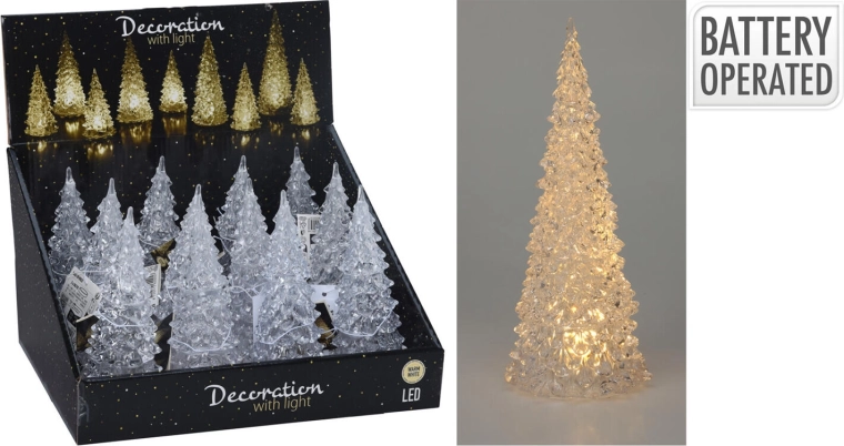Aküülist dekoratiivne LED-puu 17 × 7 cm, soe valge