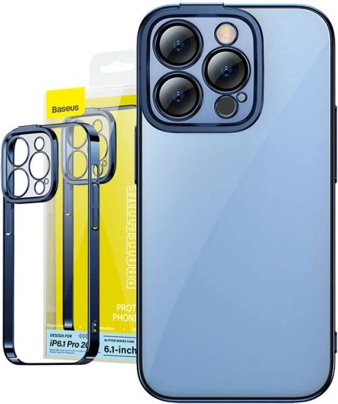 Baseus Glitter ümbris ja karastatud klaas iPhone 14 Pro jaoks