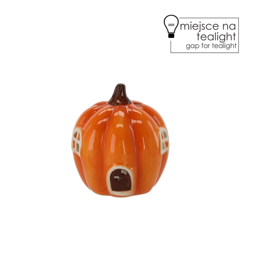 Garden Figurine Pumpkin House with Candle Holder