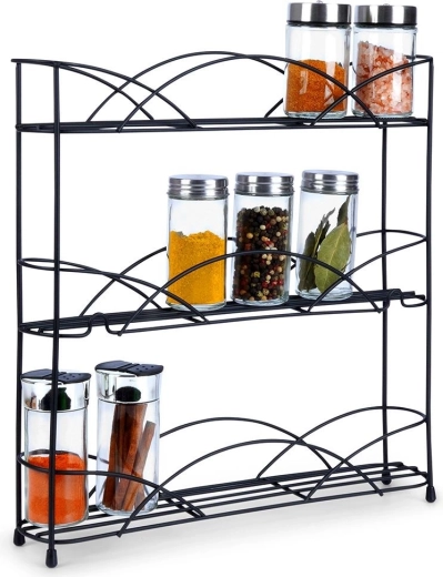 Metallist kolmetasandiline maitseaineriiul 33,5 × 6,5 × 33,5 cm