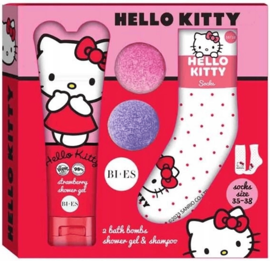 Hello Kitty kinkekomplekt vanni ja duši jaoks šampooni ja sokkidega