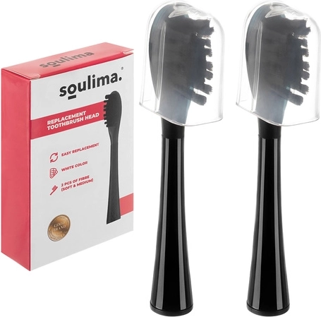 SOULIMA X800 sonilise hambaharja vahetusotsikud, mustad, soft + medium, 2 tk