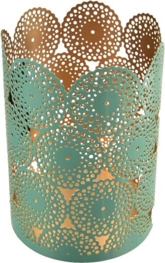 Mandala metallist küünlajalg vase-sinises toonis 18 cm