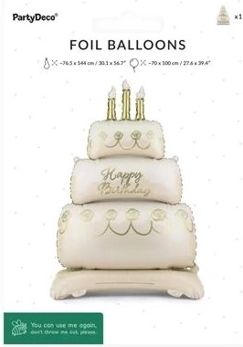 Seisev fooliumõhupall tordi kujul Happy Birthday