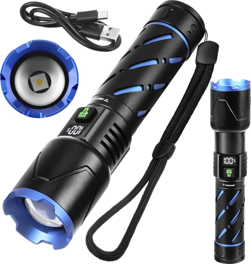 Taktikaline LED-taskulamp Trizand 800 lm akuga 5000 mAh, USB-C, suum ja powerbank