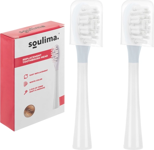 Soulima X800 valge sonilise hambaharja varuharjapead (soft + medium) 2 tk