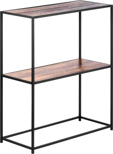 Kaks avarat puiduimitatsiooniga riiulit