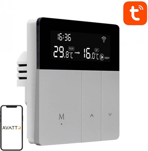 Nutikas AVATTO veesoojenduse termostaat Wi‑Fi ja TUYA-ga