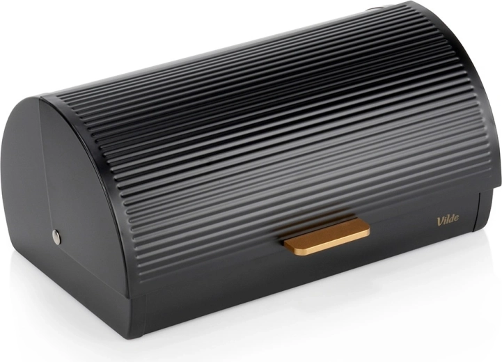 Metal bread bin black 39 × 28 × 18.5 cm