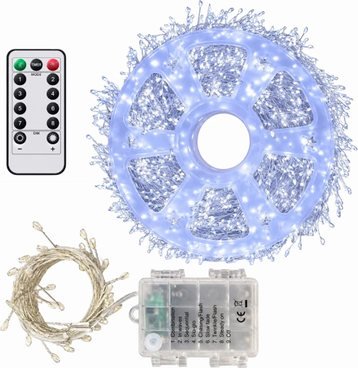 LED-valguskett, 50 LED-i, 1,5 m, külm valge, kaugjuhtimispuldiga