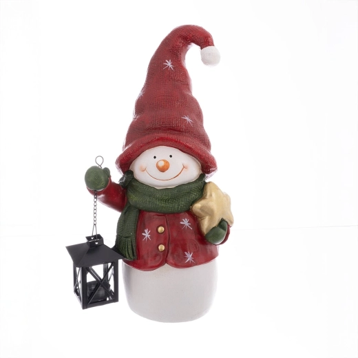 Decorative polyresin snowman lantern